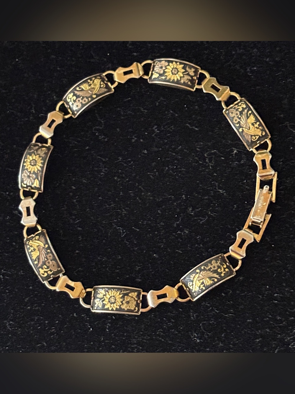 Vintage Spanish Damascene Panel Link Bracelet - gorgeous!